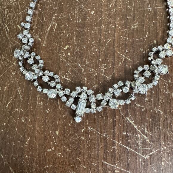 Vintage MCM Retro clear rhinestone faux diamond formal necklace hook closure‎ - Picture 4 of 4